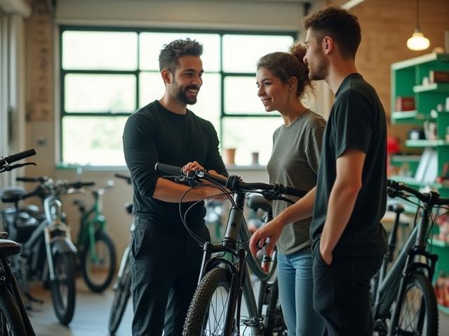 Team working on electric bikes in a modern, clean workshop
