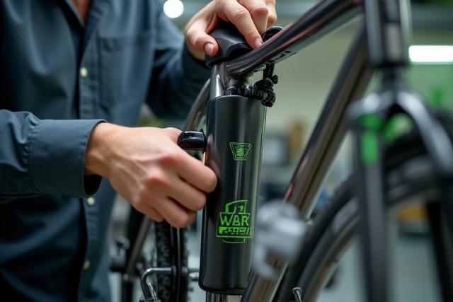 A technician meticulously assembling an electric bike in a bright workshop